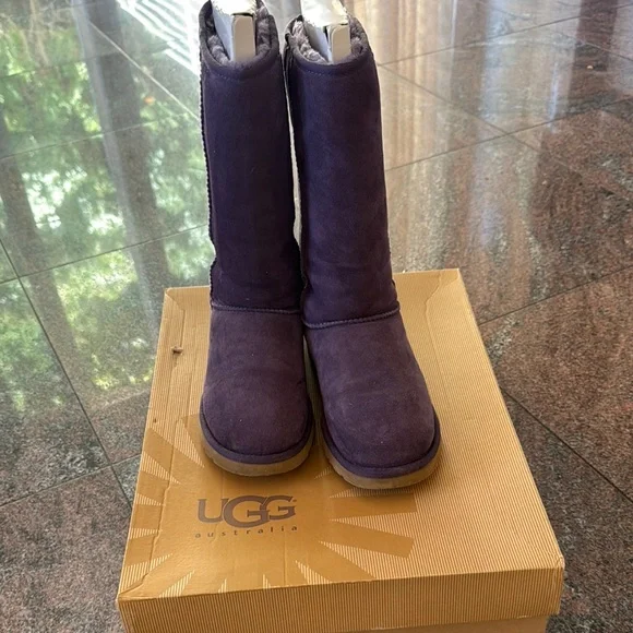 UGG Dark Purple Suede Boots - Picture 1 of 4